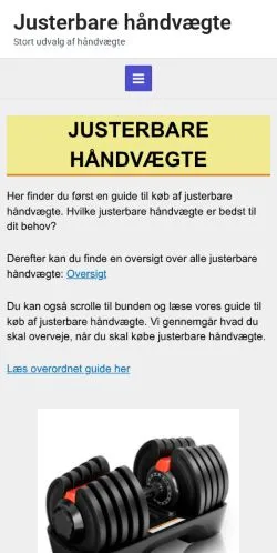Pré-visualização do site Justerbare Håndvægte, meio de Dinamarca para artigos patrocinados