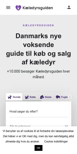 스폰서 기사용 덴마크 매체 Kæledyrsguiden 사이트 미리보기