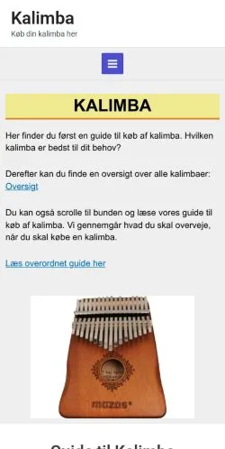 Anteprima del sito Kalimba, media di Danimarca per articoli sponsorizzati