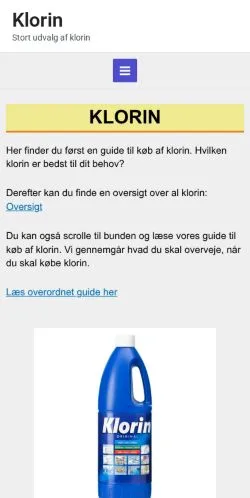 Preview of the Klorin website, a media outlet in Denmark for sponsored articles