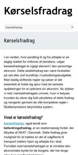 Anteprima del sito Kørselsfradrag, media di Danimarca per articoli sponsorizzati