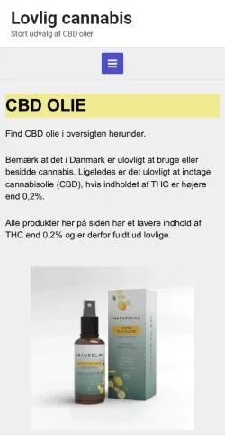Anteprima del sito CBD Olie, media di Danimarca per articoli sponsorizzati