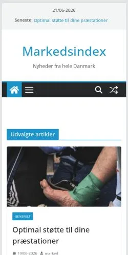 Pré-visualização do site Markedsindex, meio de Dinamarca para artigos patrocinados