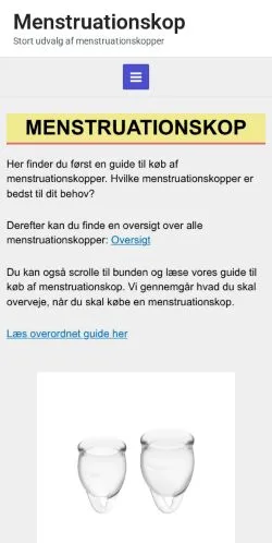 Anteprima del sito Menstruationskop, media di Danimarca per articoli sponsorizzati