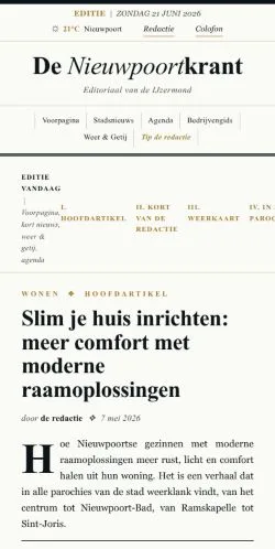 Anteprima del sito Nieuwpoortnieuws, media di Belgio per articoli sponsorizzati