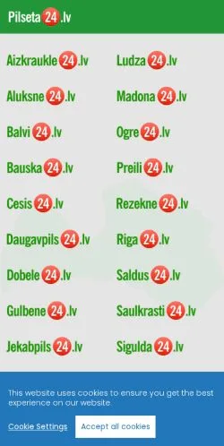 Podgląd witryny Pilseta24, medium z kraju Łotwa do artykułów sponsorowanych