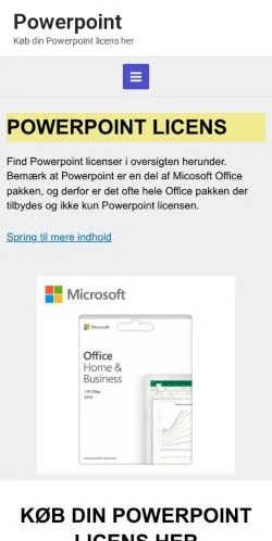 Forhåndsvisning av nettstedet Powerpoint Licens, medium fra Danmark for sponsede artikler