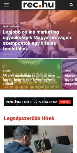Aperçu du site Rec, média de Hongrie pour articles sponsorisés