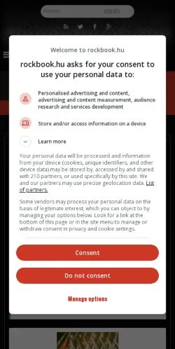 Anteprima del sito Rockbook, media di Ungheria per articoli sponsorizzati