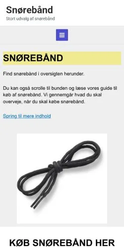 Anteprima del sito Snørebånd, media di Danimarca per articoli sponsorizzati