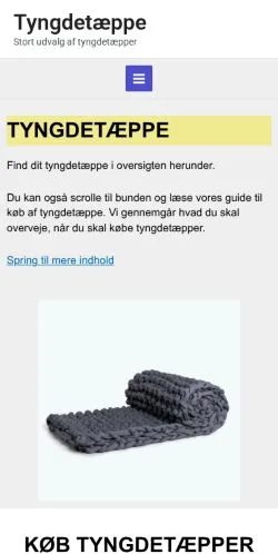 Podgląd witryny Tyngdetæppe, medium z kraju Dania do artykułów sponsorowanych