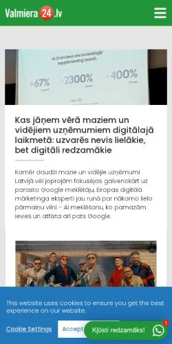 Podgląd witryny Valmiera Pilseta24, medium z kraju Łotwa do artykułów sponsorowanych