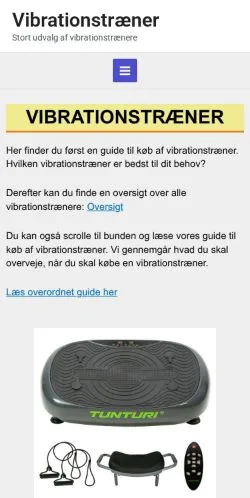 Anteprima del sito Vibrationstræner, media di Danimarca per articoli sponsorizzati