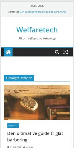 Förhandsvisning av webbplatsen Welfaretech, medium i Danmark för sponsrade artiklar