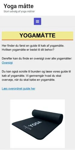 Podgląd witryny Yoga-måtte, medium z kraju Dania do artykułów sponsorowanych
