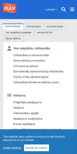 Podgląd witryny ZL.LV - Biznesa uzziņas nr.1, medium z kraju Łotwa do artykułów sponsorowanych