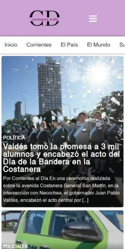 スポンサード記事向けのスペインメディア、Corrientes al Díaのサイトプレビュー
