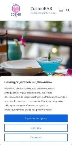 Preview of the CosmoBAR website, a media outlet in Poland for sponsored articles