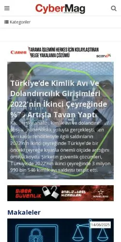 Anteprima del sito CyberMagOnline, media di Turchia per articoli sponsorizzati