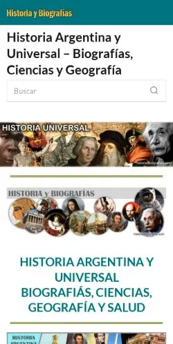 Podgląd witryny Historia y Biografías, medium z kraju Hiszpania do artykułów sponsorowanych