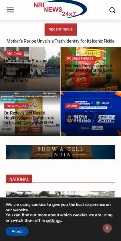 Anteprima del sito NRI News 24x7, media di Stati Uniti per articoli sponsorizzati