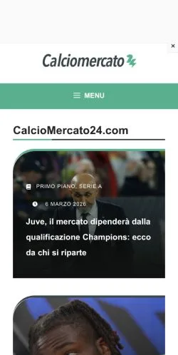Anteprima del sito Calciomercato24, media di Italia per articoli sponsorizzati