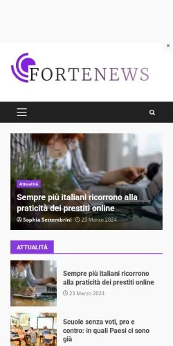 Anteprima del sito Fortenews, media di Italia per articoli sponsorizzati