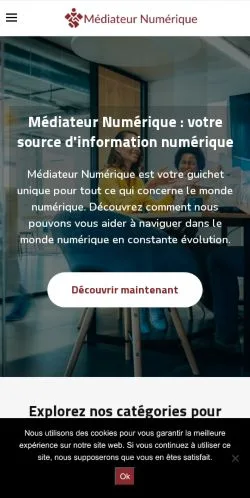 Forhåndsvisning av nettstedet Médiateur Numérique, medium fra Frankrike for sponsede artikler