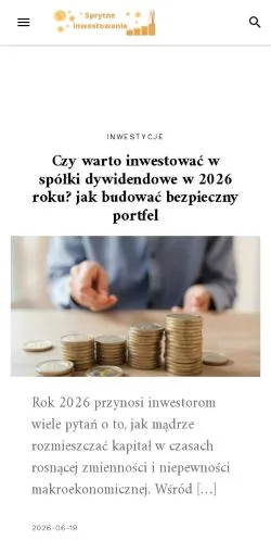 Vista previa del sitio Sprytne Inwestowanie, medio de Polonia para artículos patrocinados