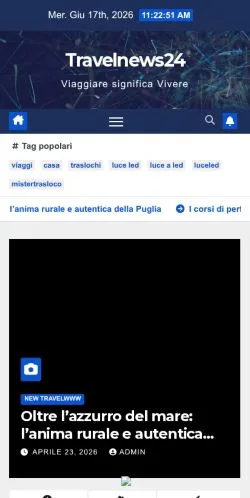 Anteprima del sito Travelnews24, media di Italia per articoli sponsorizzati