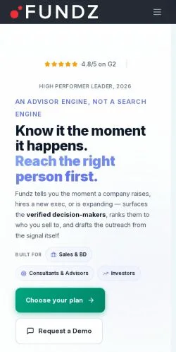 スポンサード記事向けのアメリカ合衆国メディア、Fundzのサイトプレビュー