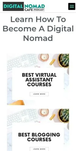 Voorbeeld van de site Digital Nomad Podcast, medium uit Verenigde Staten voor gesponsorde artikelen
