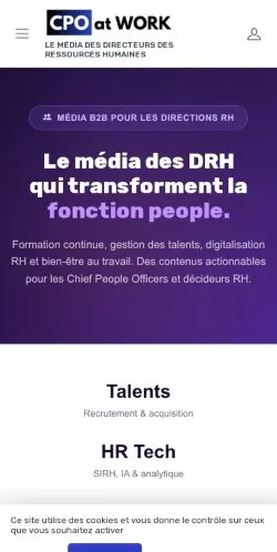 Anteprima del sito CPO At Work, media di Francia per articoli sponsorizzati