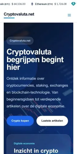 Forhåndsvisning av nettstedet Cryptovaluta Koersen, medium fra Nederland for sponsede artikler