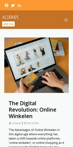 Anteprima del sito Acornpc.co.uk, media di Regno Unito per articoli sponsorizzati