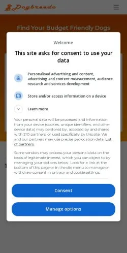 Vorschau der Website Dogbreedo, Medium aus Vereinigte Staaten für gesponserte Artikel