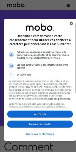 Pré-visualização do site Monmobo, meio de Canadá para artigos patrocinados