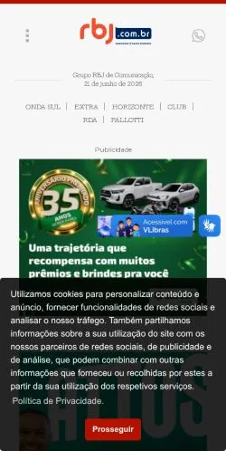 Podgląd witryny Grupo RBJ, medium z kraju Brazylia do artykułów sponsorowanych