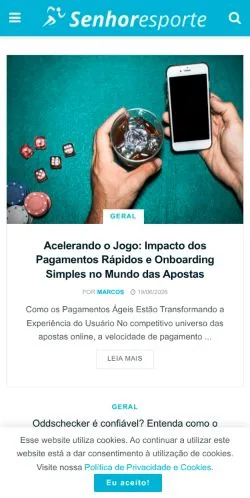 Anteprima del sito Senhor Esporte, media di Brasile per articoli sponsorizzati