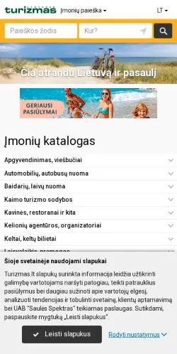 Anteprima del sito Lietuvos Turizmas, media di Lituania per articoli sponsorizzati