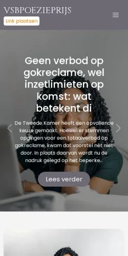 Podgląd witryny Vsbpoezieprijs.nl, medium z kraju Holandia do artykułów sponsorowanych