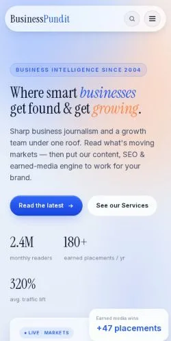 Anteprima del sito Business Pundit, media di Stati Uniti per articoli sponsorizzati