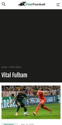 Pré-visualização do site Vital Football Fulham, meio de Reino Unido para artigos patrocinados