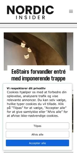 Podgląd witryny Nordic Insider, medium z kraju Dania do artykułów sponsorowanych
