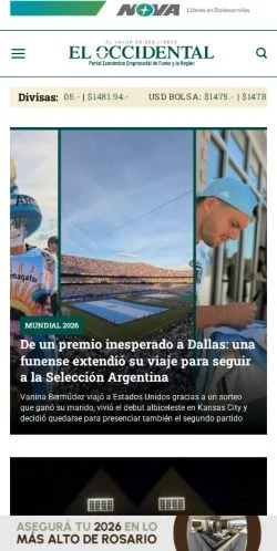 スポンサード記事向けのアルゼンチンメディア、El Occidentalのサイトプレビュー