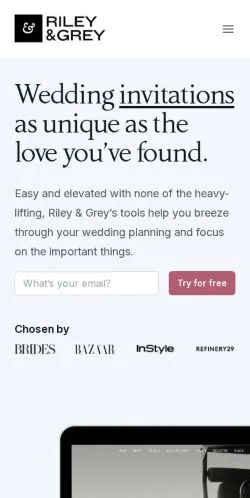 Preview of the Riley & Grey website, a media outlet in United States for sponsored articles