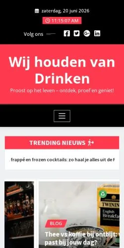 스폰서 기사용 네덜란드 매체 Wij Houden Van Drinken 사이트 미리보기