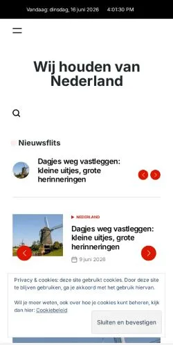 Anteprima del sito Wij houden van Nederland -, media di Paesi Bassi per articoli sponsorizzati