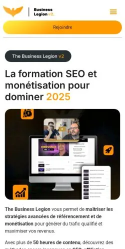 Pré-visualização do site The Business Legion, meio de França para artigos patrocinados
