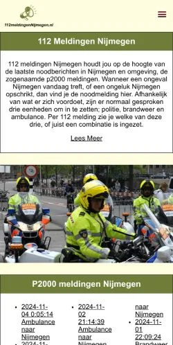 Anteprima del sito 112 Meldingen Nijmegen, media di Paesi Bassi per articoli sponsorizzati